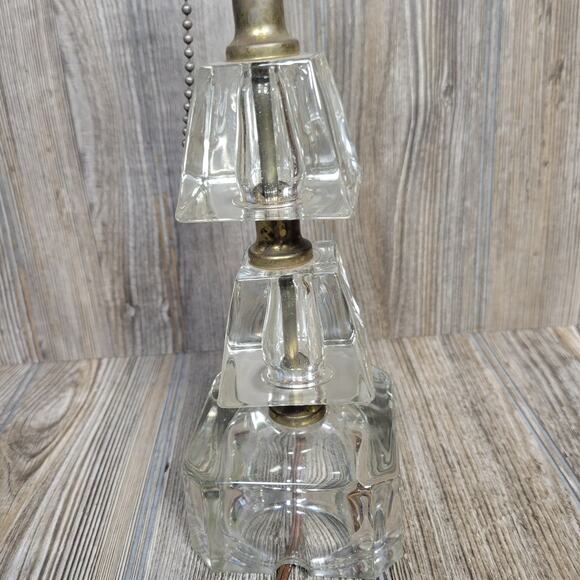 Vintage Vanity Lamp Glass Crystal Clear Boudoir Table Dresser - Picture 4 of 8